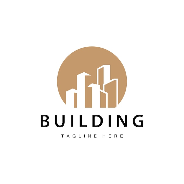 Diseño de logotipo de edificios de la ciudad moderna Arquitectura urbana lujosa y simple