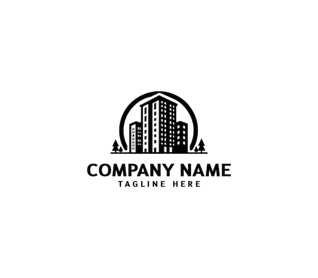Diseño del logotipo de los edificios vectoriales de la ciudad Símbolo de logotipo de construcción de edificios modernos plantilla de logotipo