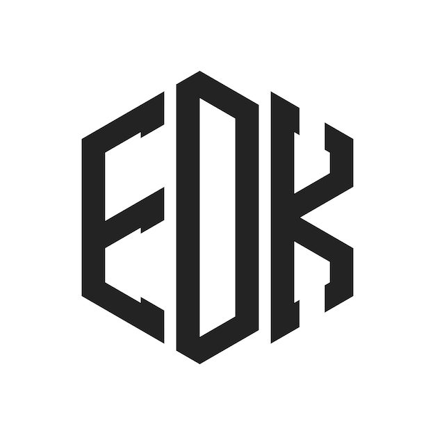 Diseño del logotipo de EDK Letra inicial Monograma de EDK Logotipo con forma de hexágono