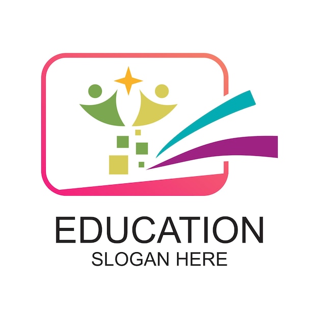 Diseño del logotipo de la educación concepto simple Vector Premium