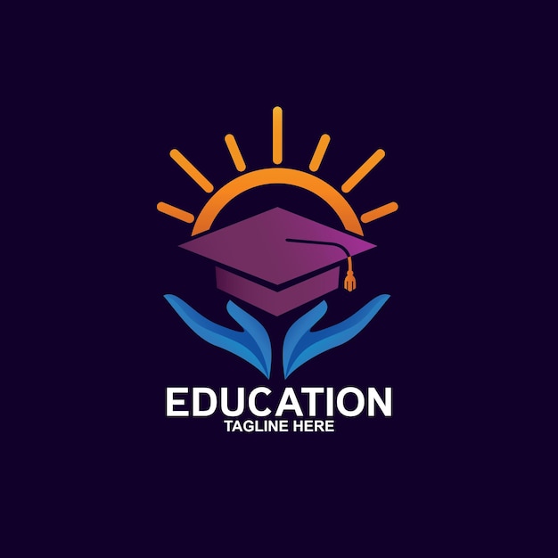 Diseño de logotipo de educación premium degradado en vector