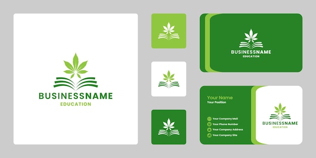 Diseño de logotipo de educación sobre marihuana diseño de logotipo de educación sobre cannabis con diseño de tarjeta de visita