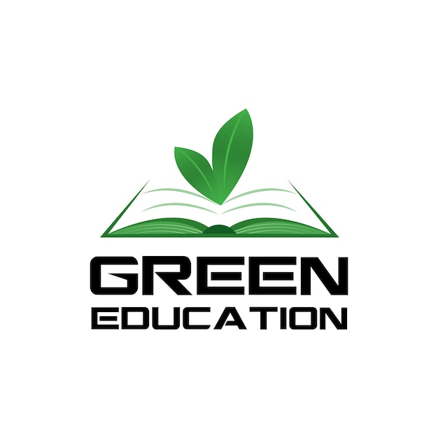 diseño de logotipo de educación verde un libro con hojas símbolo icono diseño de logotipo educativo vector