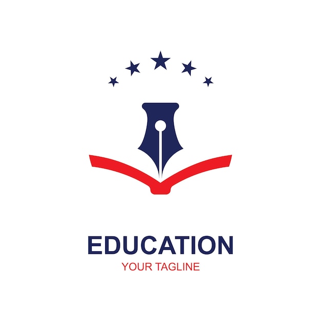 Diseño de logotipo educativo con gorra de soltero y concepto de libro con idea creativa