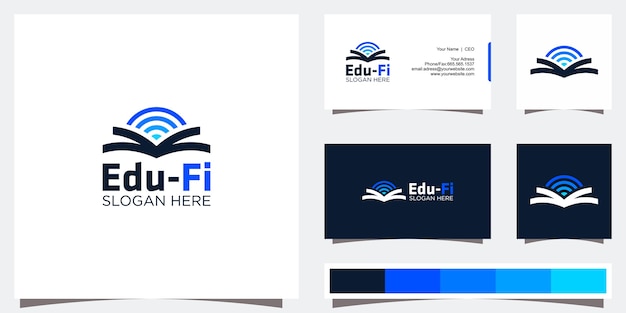 Vector diseño de logotipo educativo y tarjeta de visita.