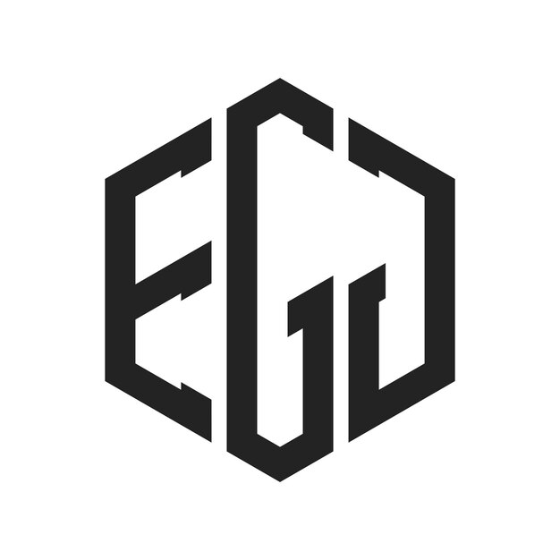 Diseño del logotipo EGJ Letra inicial EGJ Monograma Logotipo con forma de hexágono