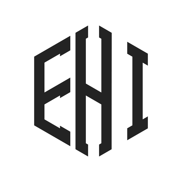 Diseño del logotipo EHI Letra inicial EHI Monograma Logotipo con forma de hexágono