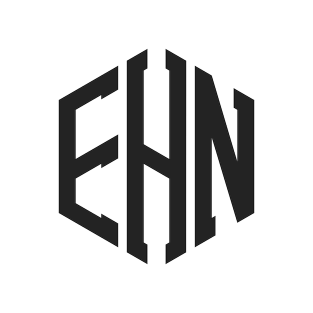 Diseño del logotipo EHN Letra inicial EHN Monograma Logotipo con forma de hexágono