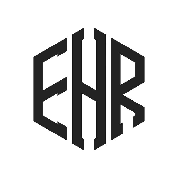 Diseño del logotipo EHR Letra inicial EHR Monograma Logotipo con forma de hexágono