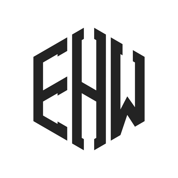 Diseño del logotipo EHW Letra inicial EHW Monograma Logotipo con forma de hexágono
