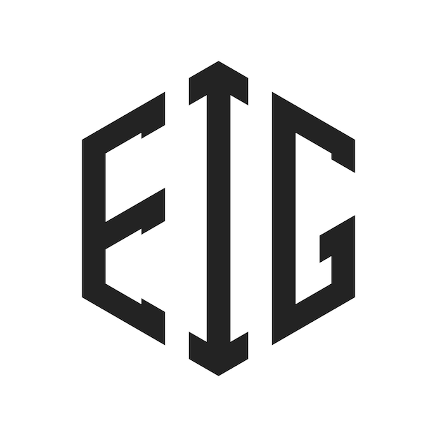 Diseño del logotipo de EIG Letra inicial Logotipo del monograma de EIG con forma de hexágono