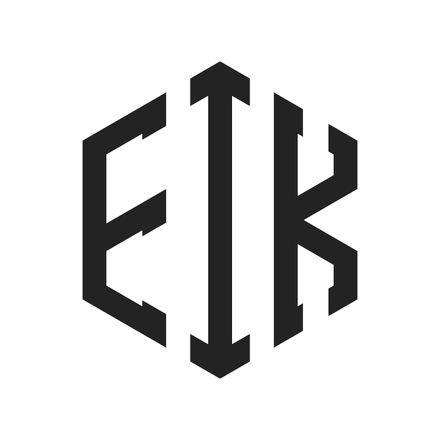 Diseño del logotipo EIK Letra inicial EIK Monograma Logotipo con forma de hexágono