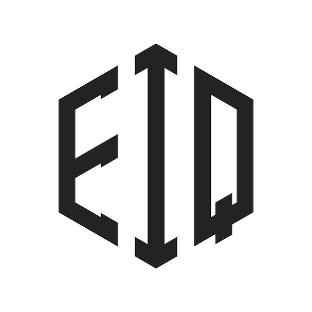 Diseño del logotipo de EIQ Letra inicial Logotipo de monograma EIQ con forma de hexágono