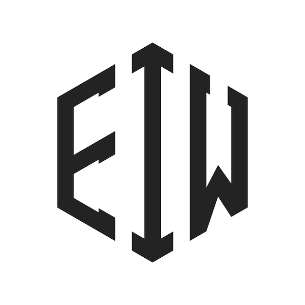 Diseño del logotipo EIW Letra inicial EIW Monograma Logotipo con forma de hexágono