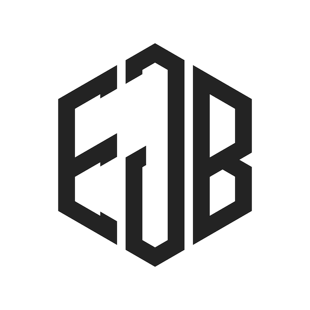 Diseño del logotipo de EJB Letra inicial EJB Monograma Logotipo con forma de hexágono