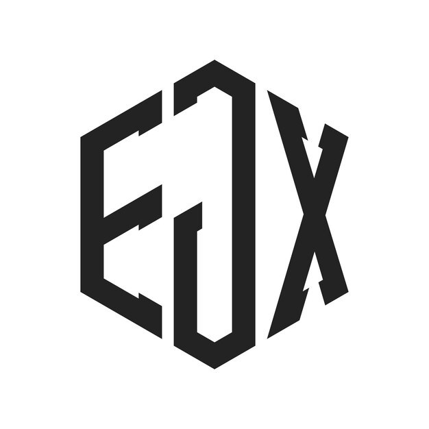 Diseño del logotipo EJX Letra inicial EJX Monograma Logotipo con forma de hexágono