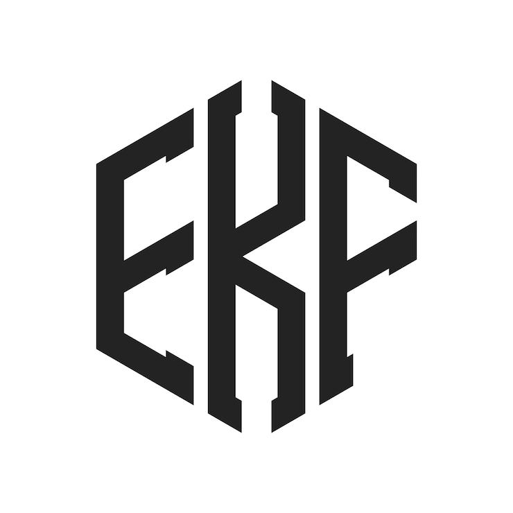 Vector diseño del logotipo ekf letra inicial ekf monograma logotipo con forma de hexágono