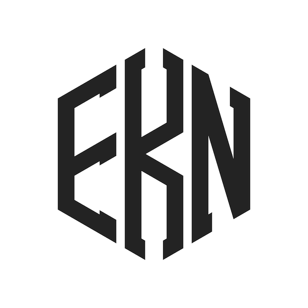 Diseño del logotipo EKN Letra inicial EKN Monograma Logotipo con forma de hexágono