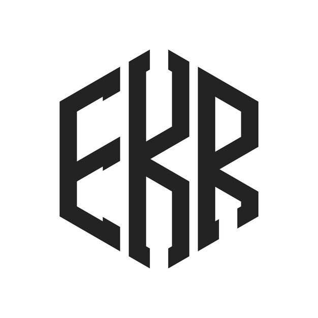 Diseño del logotipo EKR Letra inicial EKR Monograma Logotipo con forma de hexágono