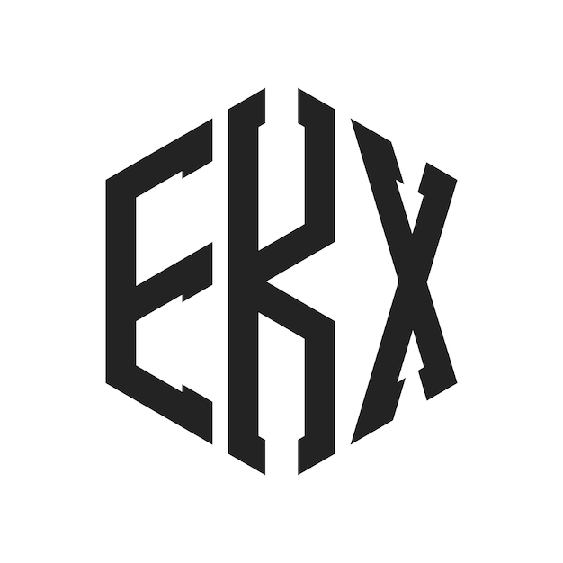 Diseño del logotipo EKX Letra inicial EKX Monograma Logotipo con forma de hexágono