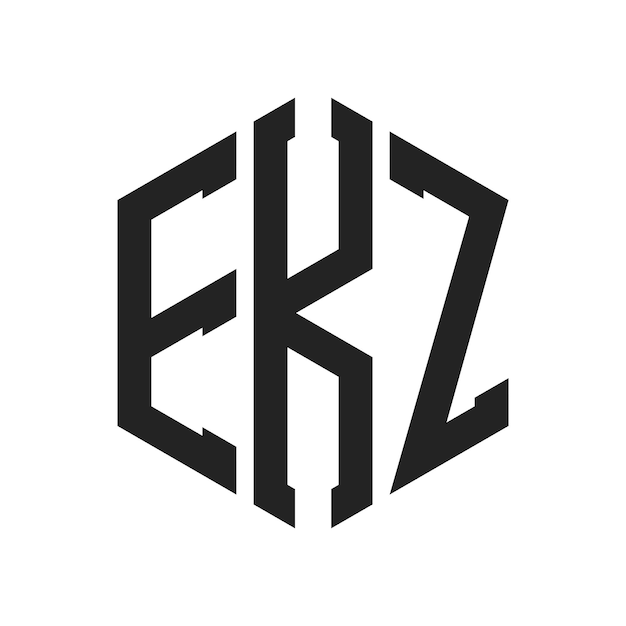 Diseño del logotipo EKZ Letra inicial EKZ Monograma Logotipo con forma de hexágono