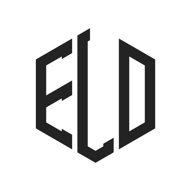 Diseño del logotipo ELD Letra inicial ELD Monograma Logotipo con forma de hexágono