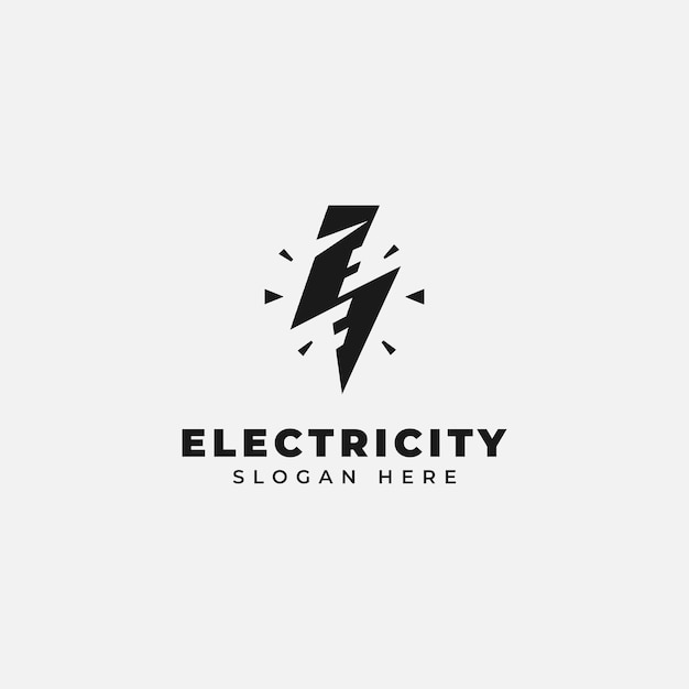diseño del logotipo eléctrico en un estilo simple monocromático y en blanco y negro