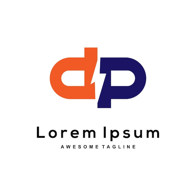 Diseño de logotipo eléctrico de letra DP