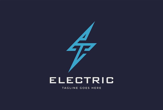 Diseño del logotipo eléctrico de la letra T