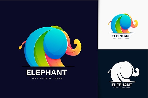 Diseño de logotipo de elefante degradado colorido