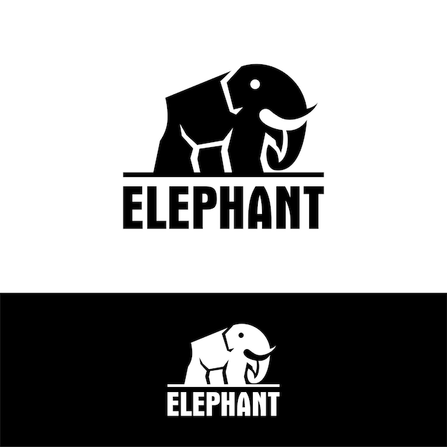 Diseño del logotipo del elefante Ilustración vectorial simple y moderna