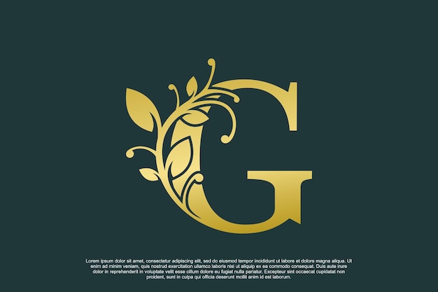 Diseño de logotipo elegante dorado con concepto inicial de letra g.