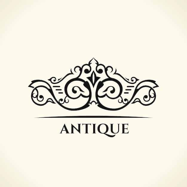 Diseño de logotipo elegante vintage y emblema real floral