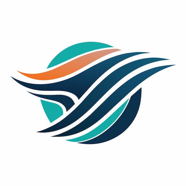 Diseño del logotipo con elegantes patrones de olas azules y naranjas Piel con patrón que se asemeja a las olas en un mar tormentoso