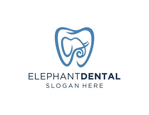 Diseño del logotipo de Elephant Dental creado utilizando la aplicación Corel Draw 2018 con un fondo blanco