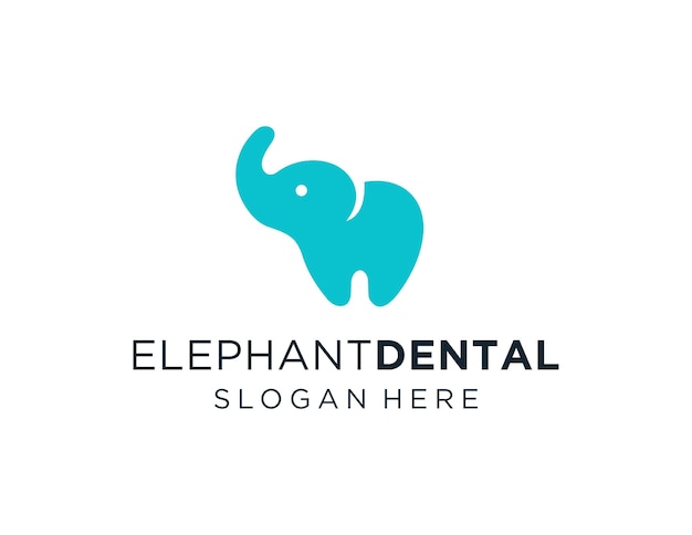 Diseño del logotipo de elephant dental creado utilizando la aplicación corel draw 2018 con un fondo blanco