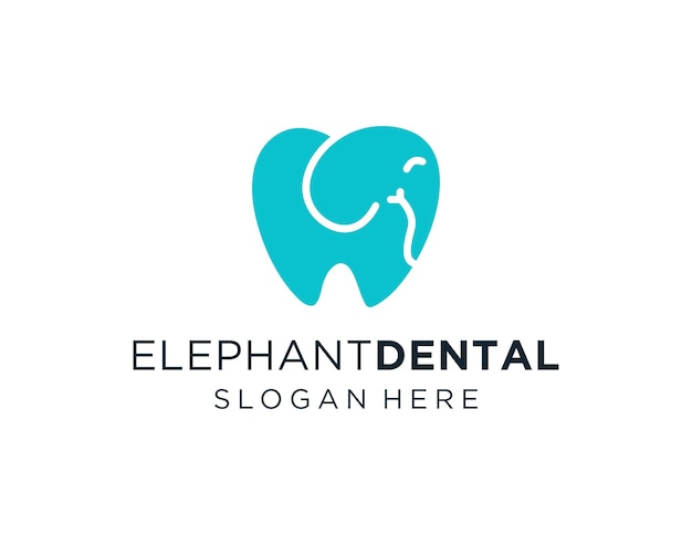 Diseño del logotipo de elephant dental creado utilizando la aplicación corel draw 2018 con un fondo blanco