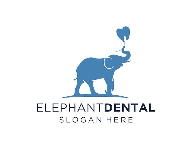 Diseño del logotipo de elephant dental creado utilizando la aplicación corel draw 2018 con un fondo blanco