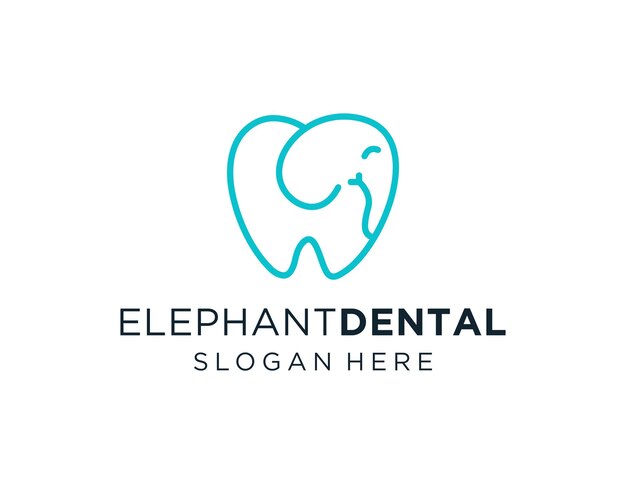 Diseño del logotipo de Elephant Dental creado utilizando la aplicación Corel Draw 2018 con un fondo blanco