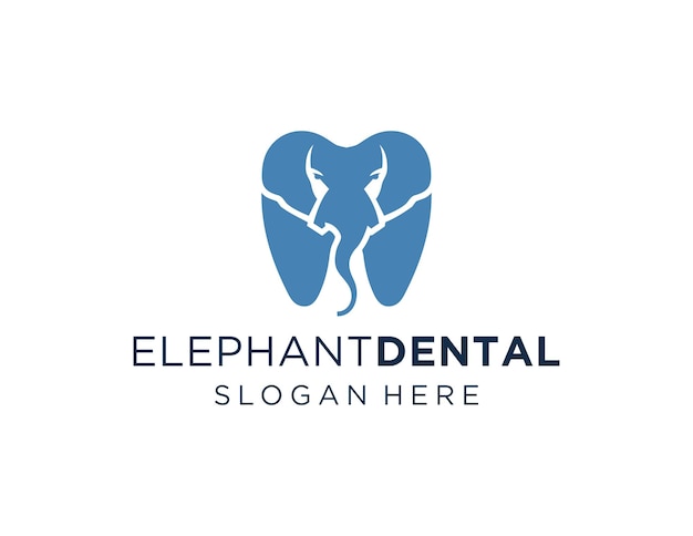 Diseño del logotipo de Elephant Dental creado utilizando la aplicación Corel Draw 2018 con un fondo blanco