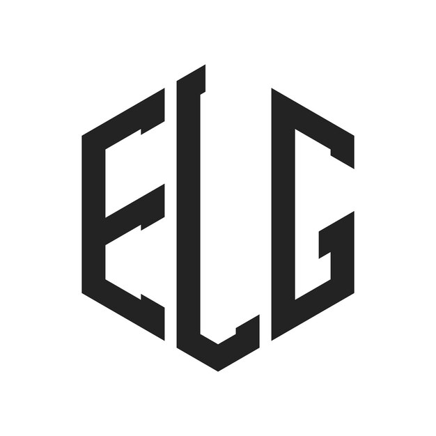 Diseño del logotipo de ELG Letra inicial ELG Monograma Logotipo con forma de hexágono