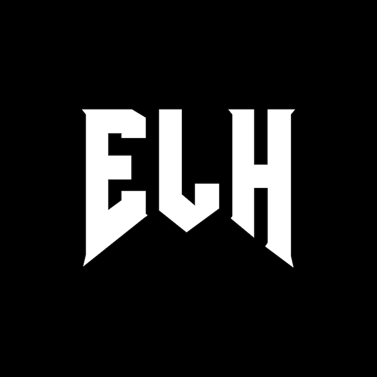 Vector diseño del logotipo elh para una empresa tecnológica diseño del logotipo elh combinación de colores blanco y negro logotipografía elh diseño del icono elh alfabeto elh