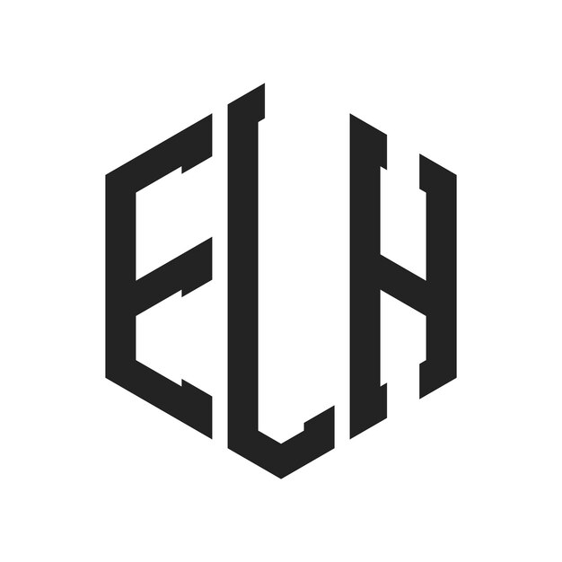 Diseño del logotipo ELH Letra inicial ELH Monograma Logotipo con forma de hexágono