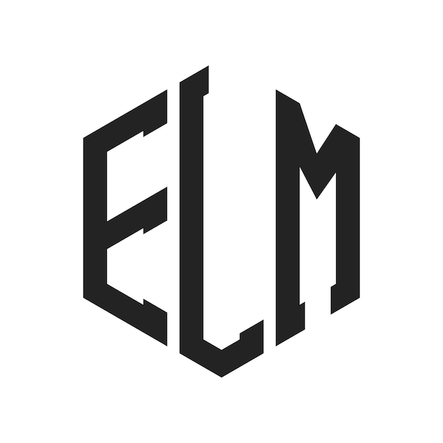 Diseño del logotipo ELM Letra inicial ELM Monograma Logotipo con forma de hexágono