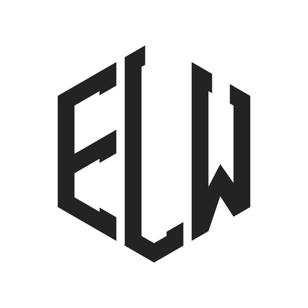 Diseño del logotipo ELW Letra inicial ELW Monograma Logotipo con forma de hexágono