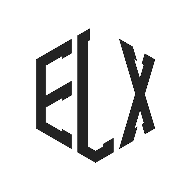 Diseño del logotipo ELX Letra inicial ELX Monograma Logotipo con forma de hexágono