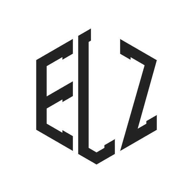 Diseño del logotipo de ELZ Letra inicial ELZ Monograma Logotipo con forma de hexágono