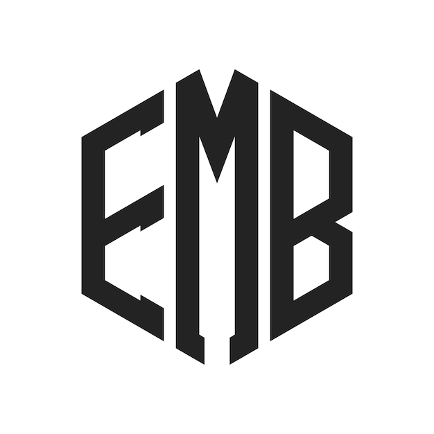 Diseño del logotipo EMB Letra inicial EMB Monograma Logotipo con forma de hexágono