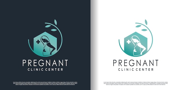 Diseño de logotipo de embarazada con estilo único moderno Vector Premium