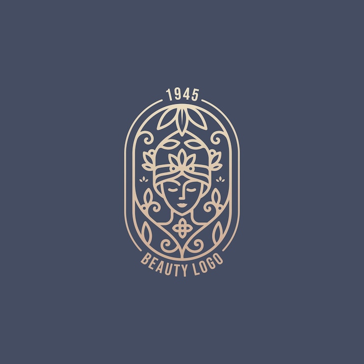 Vector diseño de logotipo de emblema de arte de línea de belleza natural femenino con símbolo de estilo floral logotipo de insignia de arte de línea